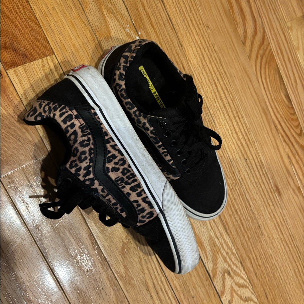 Vans Black and Leopard Print Sneakers